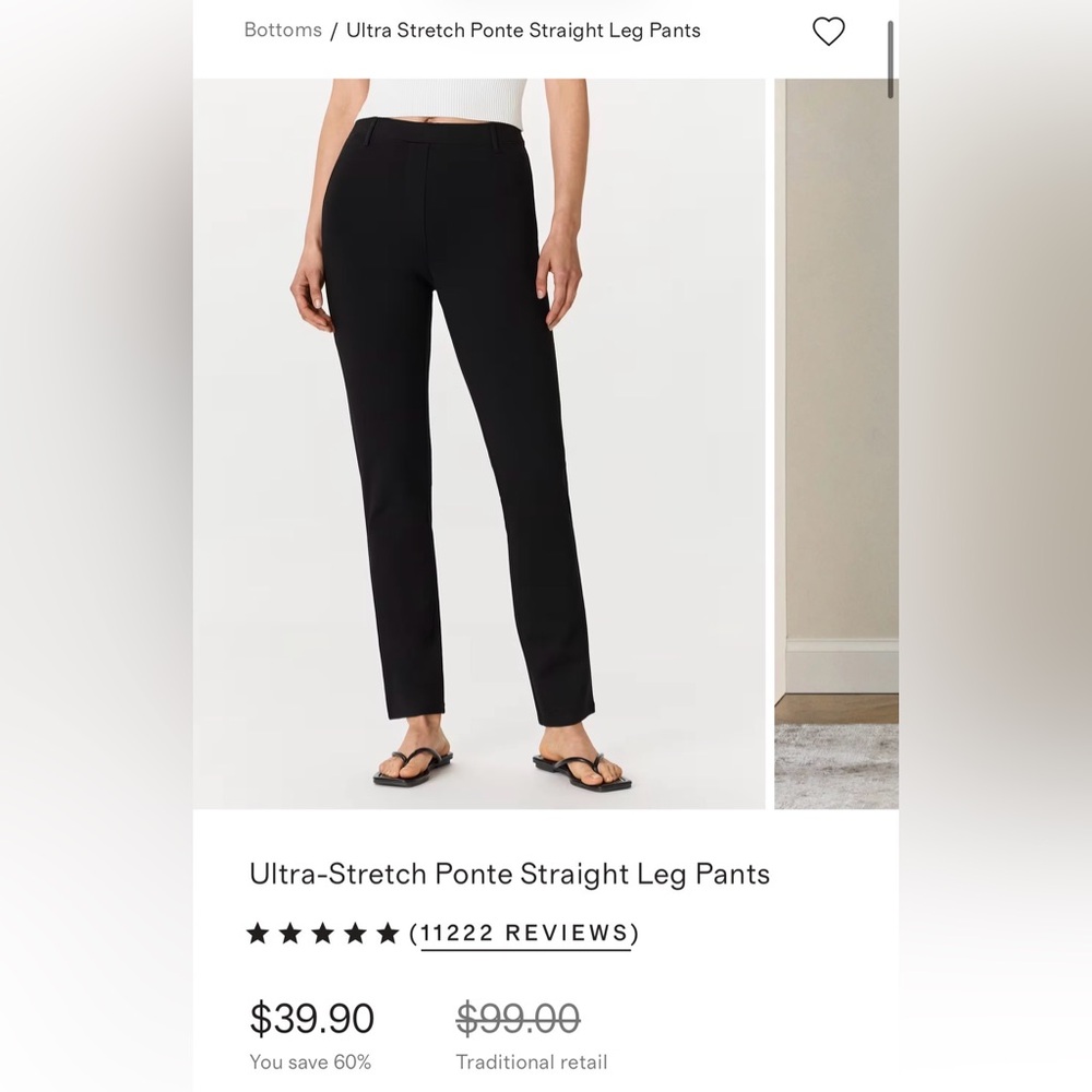 Quince - Women's size XL 32” inseam - Black UltraStretch Ponte Pant STRAIGHT LEG